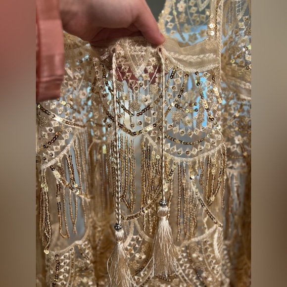 Gold sequin maternity maxi dress! Worn once. - Picture 5 of 8